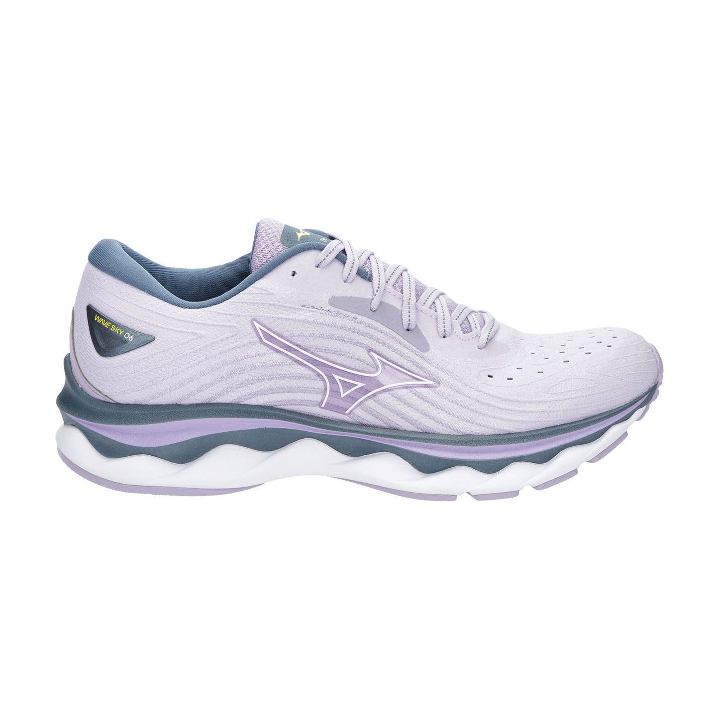 Women's Mizuno Wave Sky 6, Pastel Lilac/White, 8 B Medium
