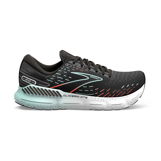 Women's Brooks Glycerin GTS 20, Black/Red/Opal, 6.5 B Medium