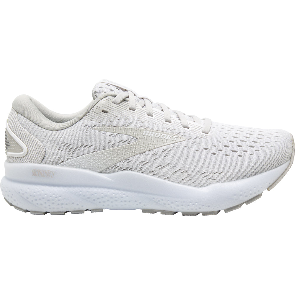 Women's Brooks Ghost 16, White/White/Grey, 6.5 B Medium